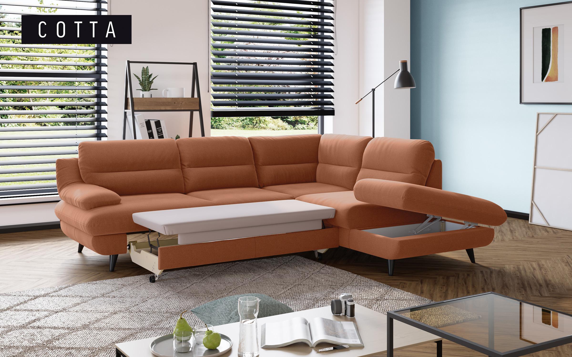 Γωνιακός καναπές Firato, πορτοκαλί  2